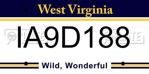 IA9D188 West Virginia License Plate