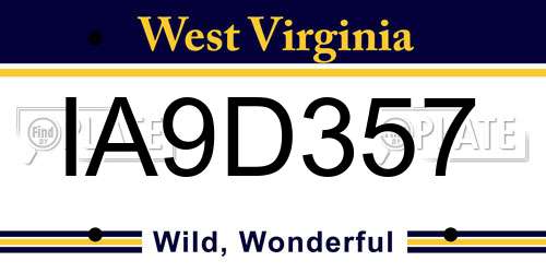 IA9D357 West Virginia License Plate