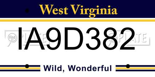 IA9D382 West Virginia License Plate
