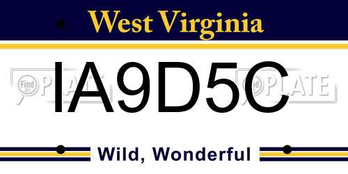 IA9D5C West Virginia License Plate