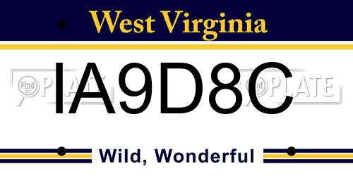 IA9D8C West Virginia License Plate