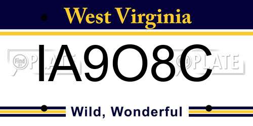 IA9O8C West Virginia License Plate