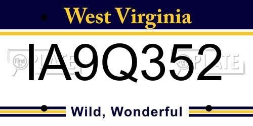 IA9Q352 West Virginia License Plate