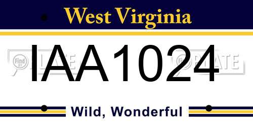 IAA1024 West Virginia License Plate