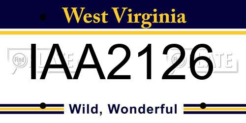 IAA2126 West Virginia License Plate