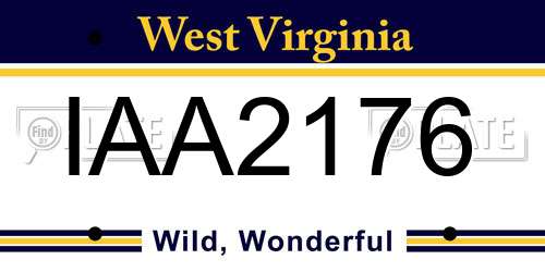 IAA2176 West Virginia License Plate