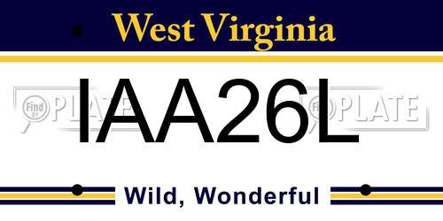 IAA26L West Virginia License Plate