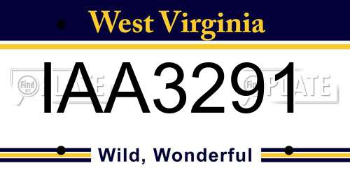 IAA3291 West Virginia License Plate