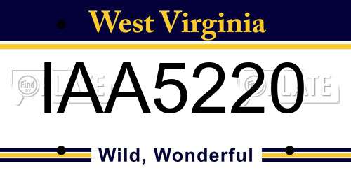 IAA5220 West Virginia License Plate