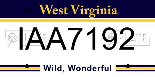 IAA7192 West Virginia License Plate