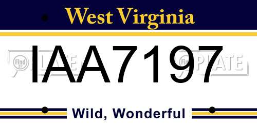IAA7197 West Virginia License Plate