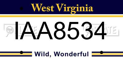 IAA8534 West Virginia License Plate