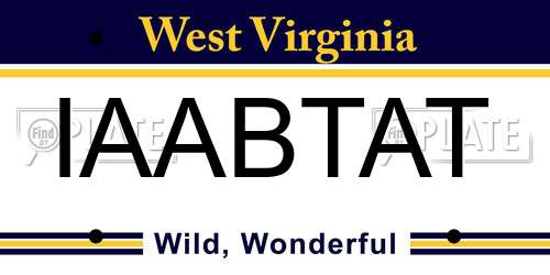 IAABTAT West Virginia License Plate