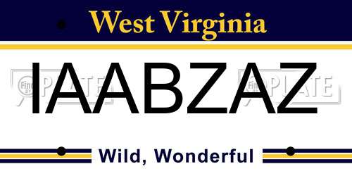 IAABZAZ West Virginia License Plate