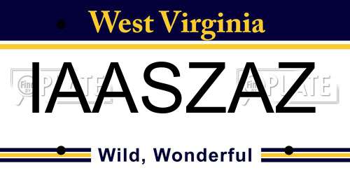 IAASZAZ West Virginia License Plate