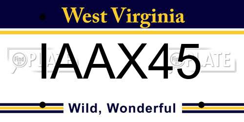 IAAX45 West Virginia License Plate