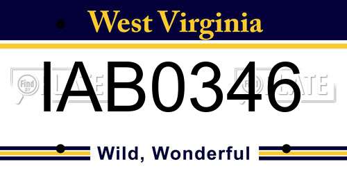 IAB0346 West Virginia License Plate
