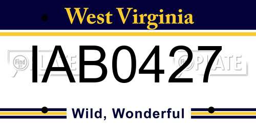 IAB0427 West Virginia License Plate