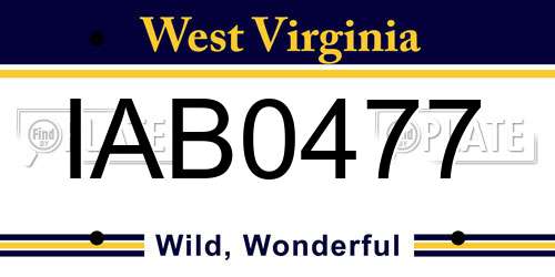 IAB0477 West Virginia License Plate
