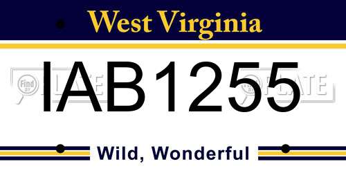 IAB1255 West Virginia License Plate