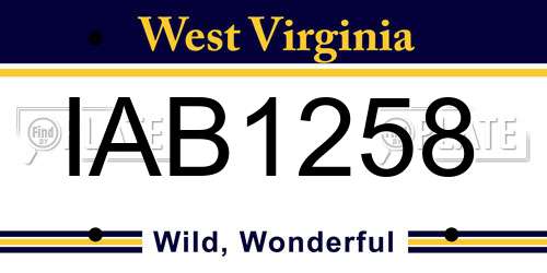 IAB1258 West Virginia License Plate