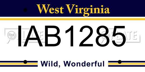IAB1285 West Virginia License Plate