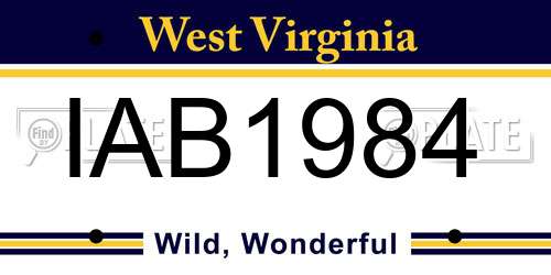 IAB1984 West Virginia License Plate