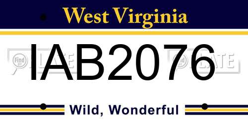 IAB2076 West Virginia License Plate