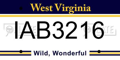 IAB3216 West Virginia License Plate