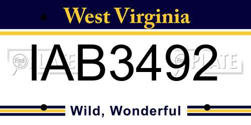 IAB3492 West Virginia License Plate