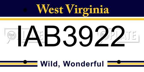IAB3922 West Virginia License Plate
