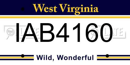IAB4160 West Virginia License Plate