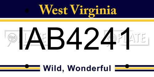 IAB4241 West Virginia License Plate