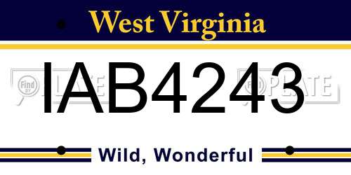 IAB4243 West Virginia License Plate