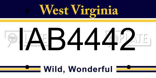 IAB4442 West Virginia License Plate