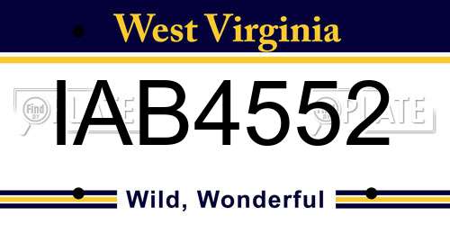IAB4552 West Virginia License Plate