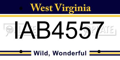 IAB4557 West Virginia License Plate