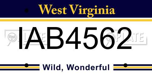 IAB4562 West Virginia License Plate