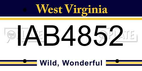IAB4852 West Virginia License Plate
