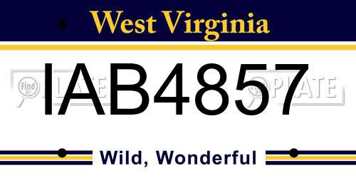 IAB4857 West Virginia License Plate