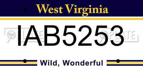 IAB5253 West Virginia License Plate