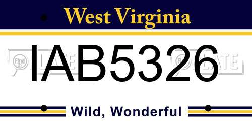 IAB5326 West Virginia License Plate
