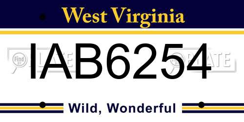 IAB6254 West Virginia License Plate