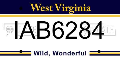 IAB6284 West Virginia License Plate