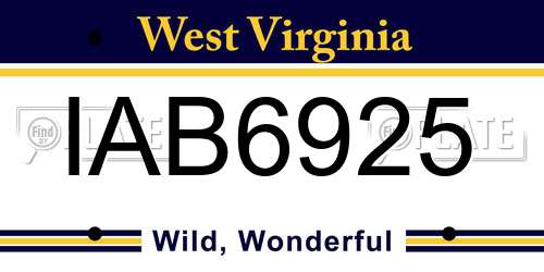 IAB6925 West Virginia License Plate