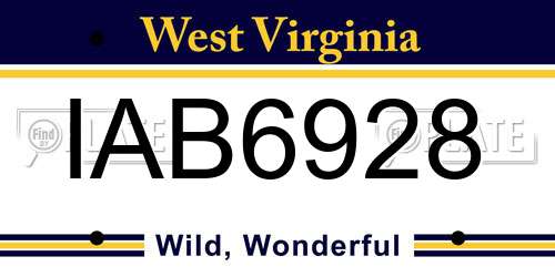 IAB6928 West Virginia License Plate