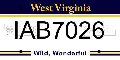 IAB7026 West Virginia License Plate