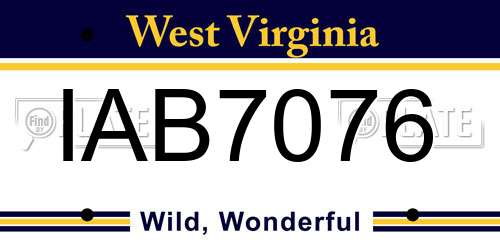 IAB7076 West Virginia License Plate