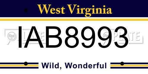 IAB8993 West Virginia License Plate