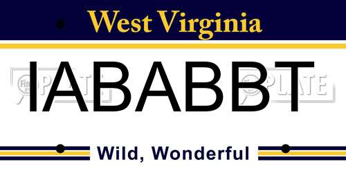 IABABBT West Virginia License Plate